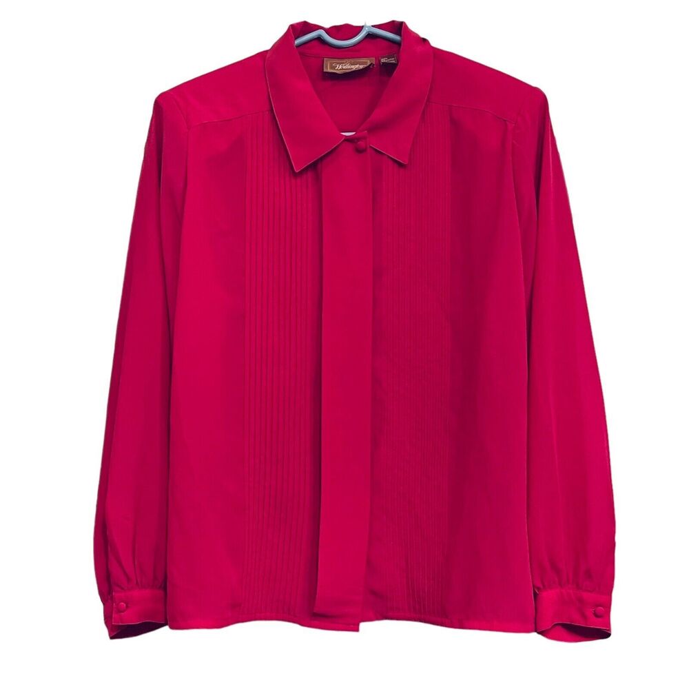 Worthington Women's Blouse Size 20W Button Front Dressy Pink Magenta Pleated